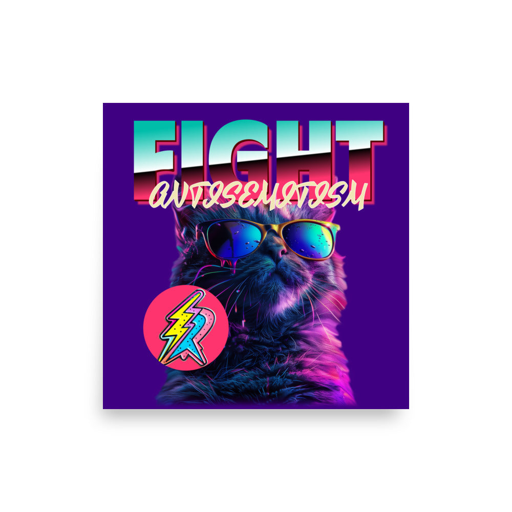 Retro Neon Animal | Fight Antisemitism | Poster Jouparty