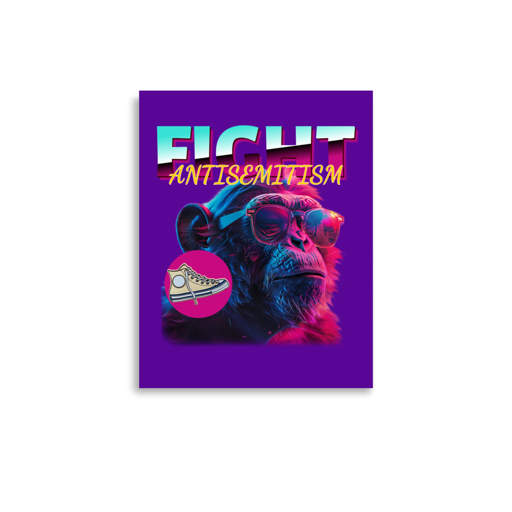 Retro Neon Animal | Fight Antisemitism | Poster Jouparty