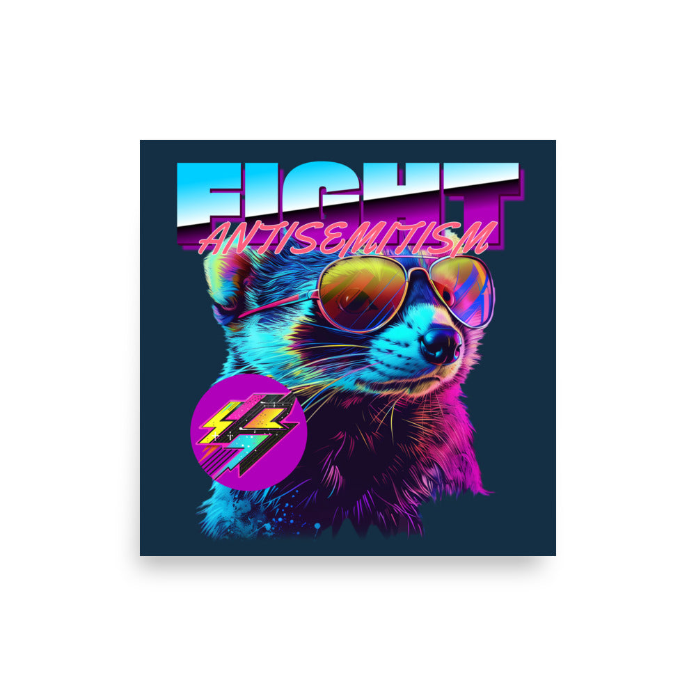 Retro Neon Animal | Fight Antisemitism | Poster Jouparty
