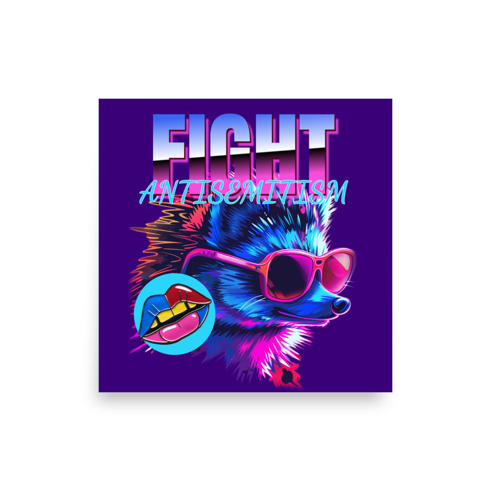 Retro Neon Animal | Fight Antisemitism | Poster Jouparty