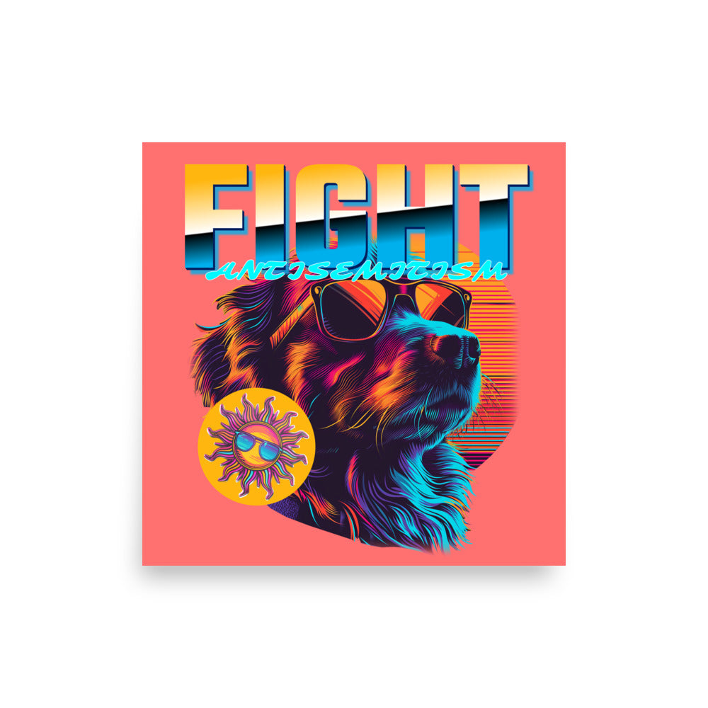 Retro Neon Animal | Fight Antisemitism | Poster Jouparty