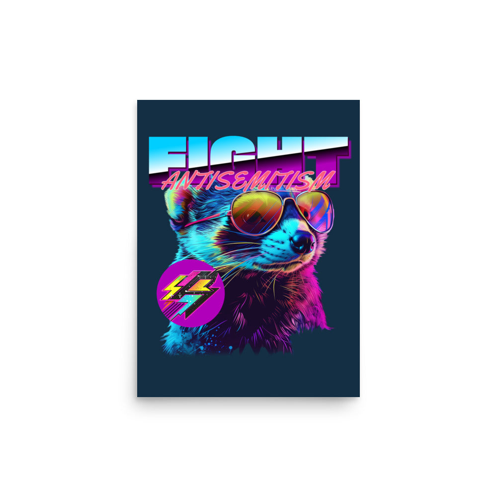 Retro Neon Animal | Fight Antisemitism | Poster Jouparty