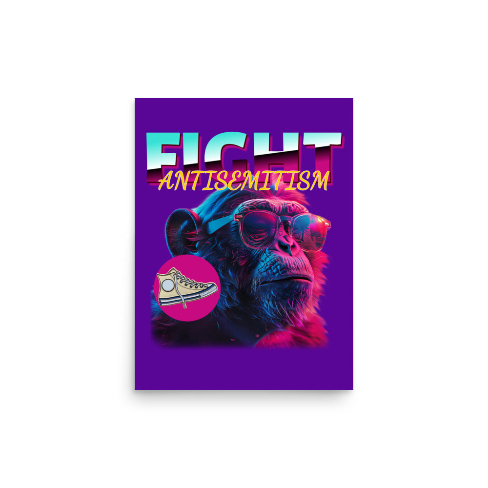 Retro Neon Animal | Fight Antisemitism | Poster Jouparty