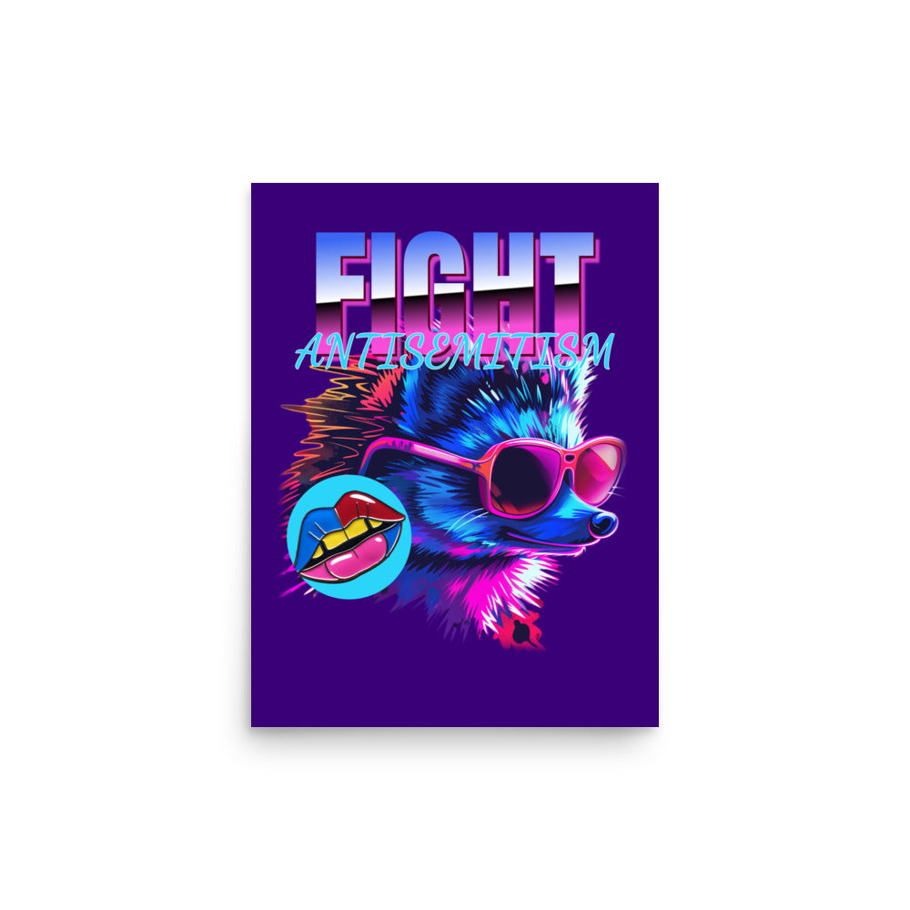 Retro Neon Animal | Fight Antisemitism | Poster Jouparty