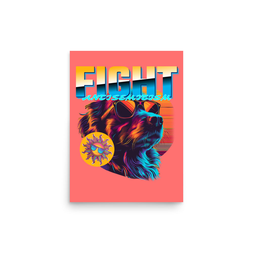 Retro Neon Animal | Fight Antisemitism | Poster Jouparty