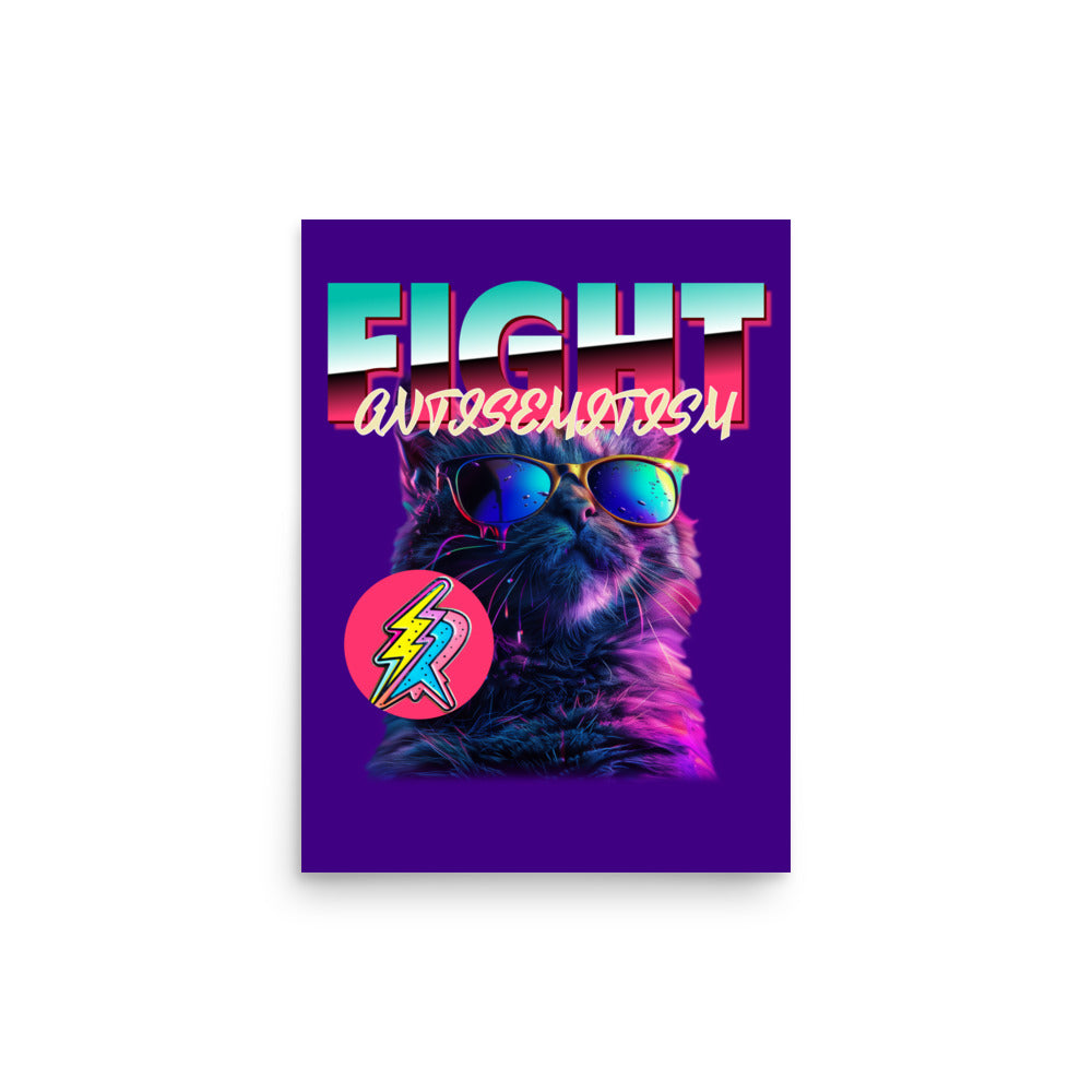 Retro Neon Animal | Fight Antisemitism | Poster Jouparty