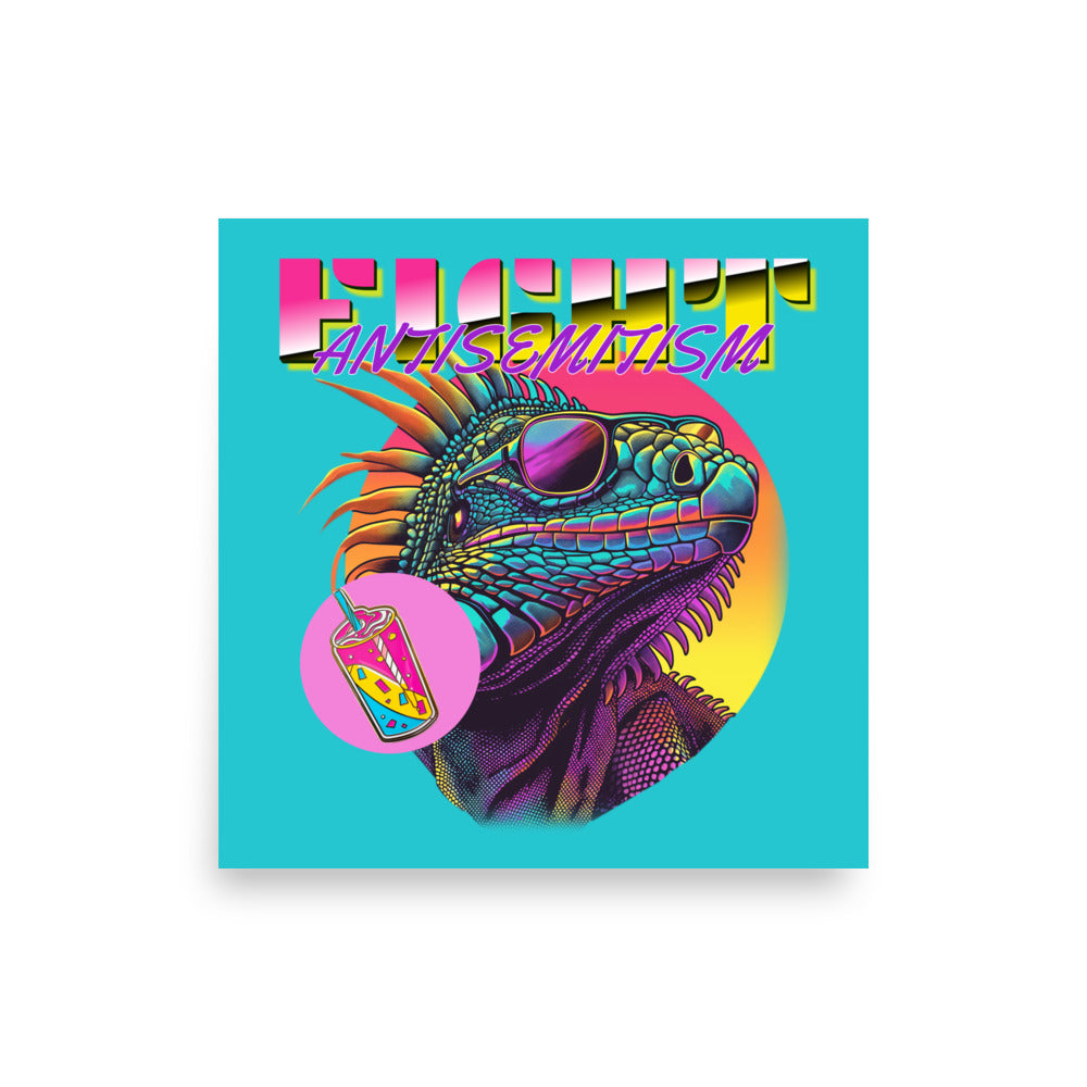 Retro Neon Animal | Fight Antisemitism | Poster Jouparty