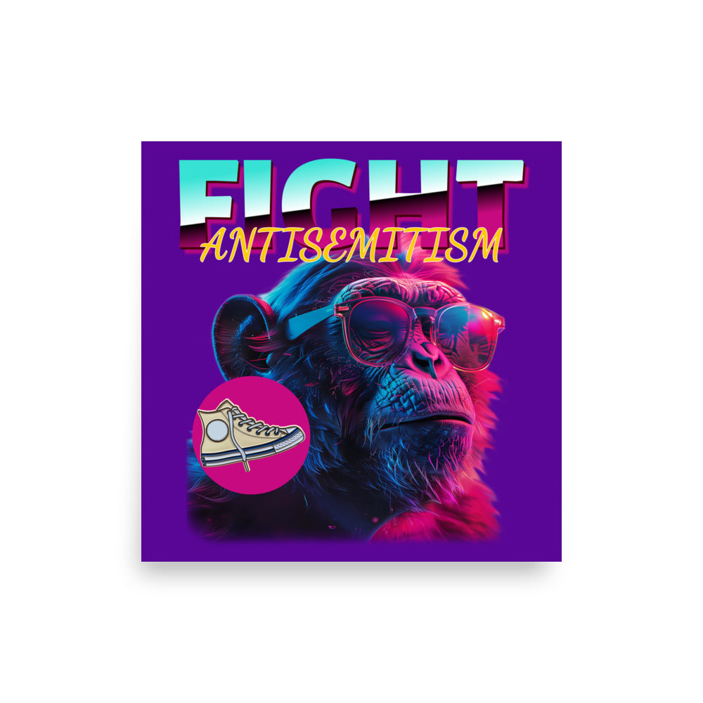 Retro Neon Animal | Fight Antisemitism | Poster Jouparty