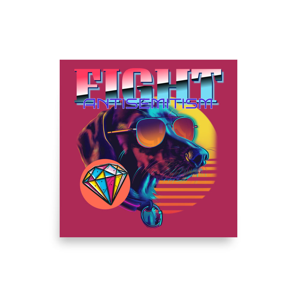 Retro Neon Animal | Fight Antisemitism | Poster Jouparty
