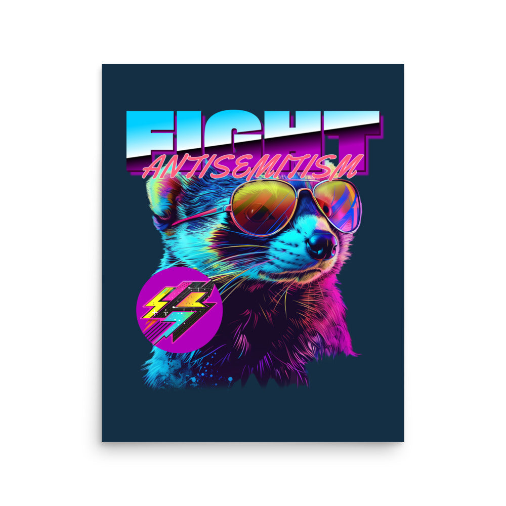 Retro Neon Animal | Fight Antisemitism | Poster Jouparty