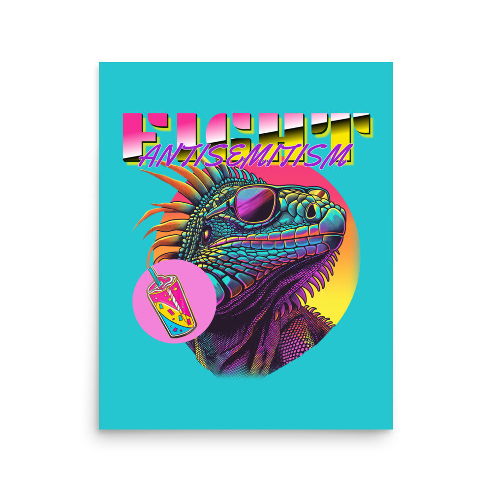 Retro Neon Animal | Fight Antisemitism | Poster Jouparty