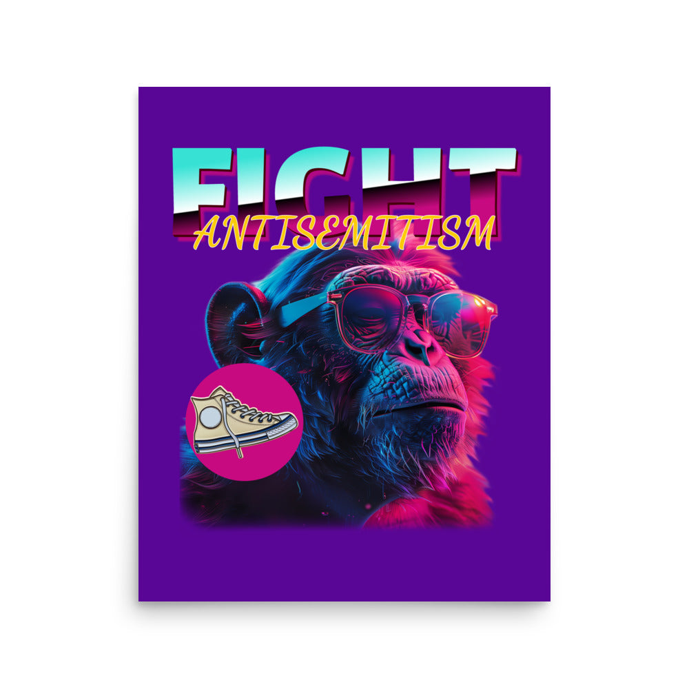 Retro Neon Animal | Fight Antisemitism | Poster Jouparty