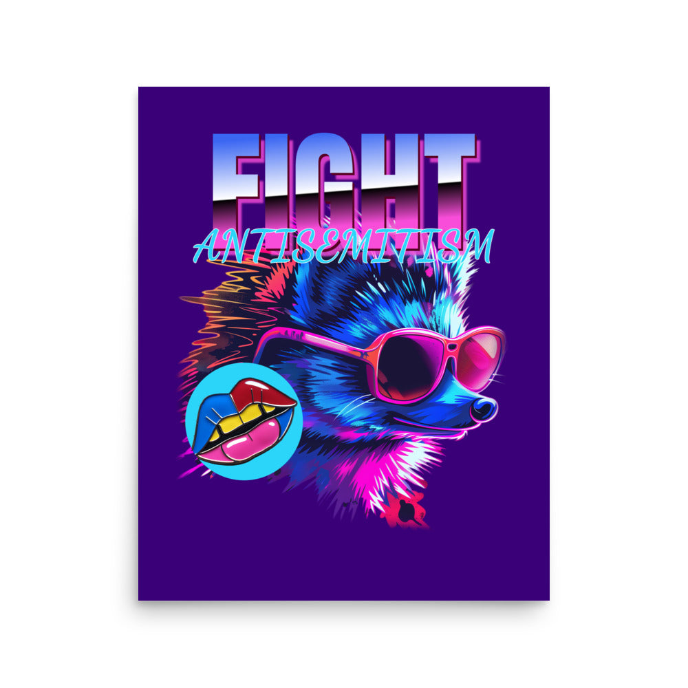 Retro Neon Animal | Fight Antisemitism | Poster Jouparty