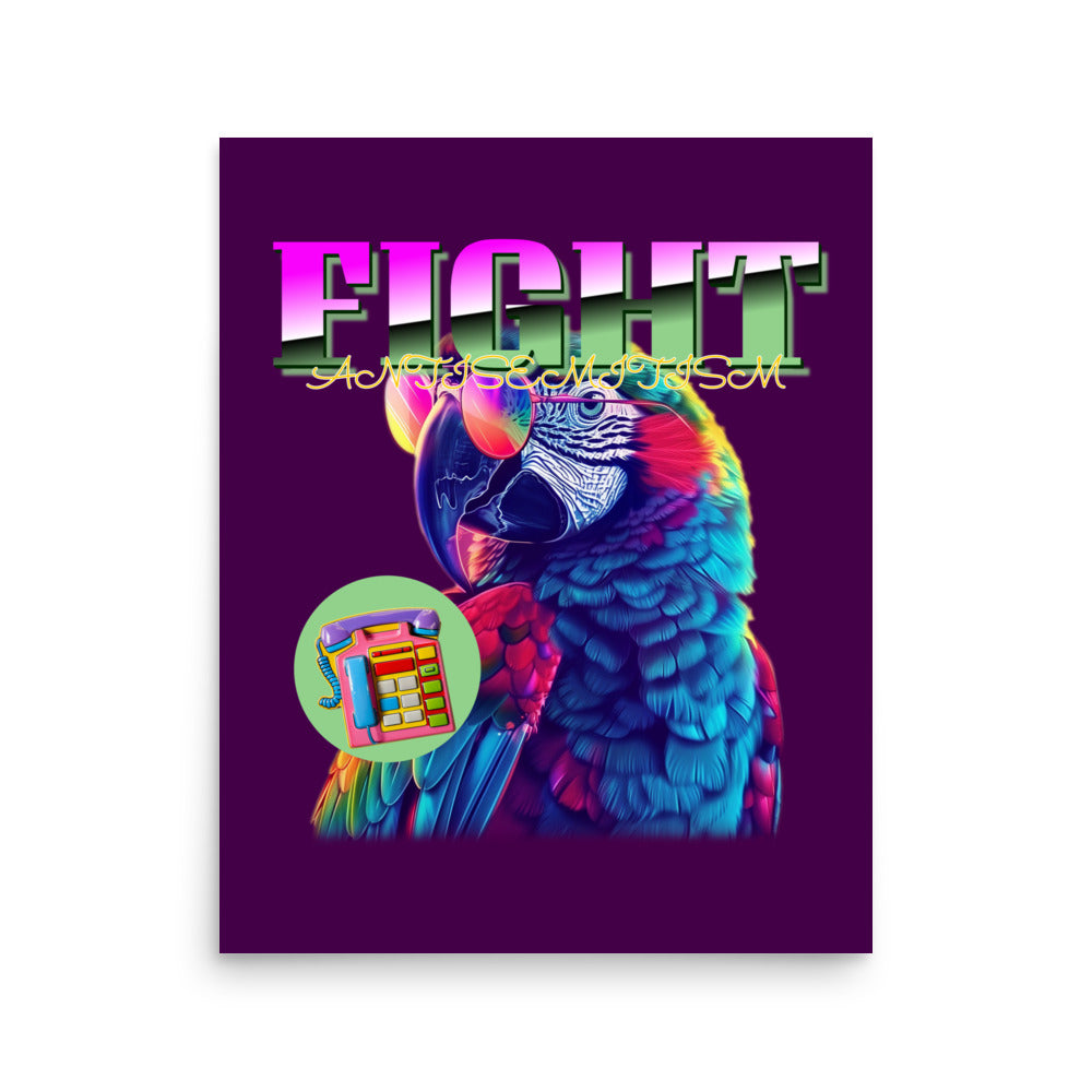 Retro Neon Animal | Fight Antisemitism | Poster Jouparty