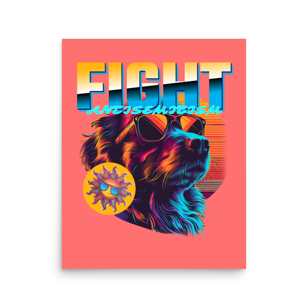 Retro Neon Animal | Fight Antisemitism | Poster Jouparty