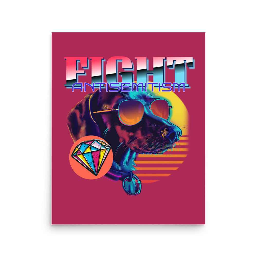 Retro Neon Animal | Fight Antisemitism | Poster Jouparty