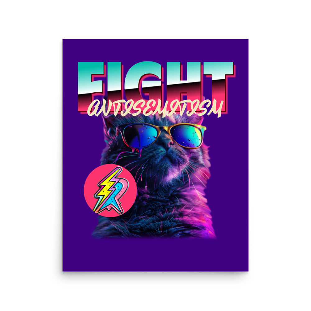 Retro Neon Animal | Fight Antisemitism | Poster Jouparty