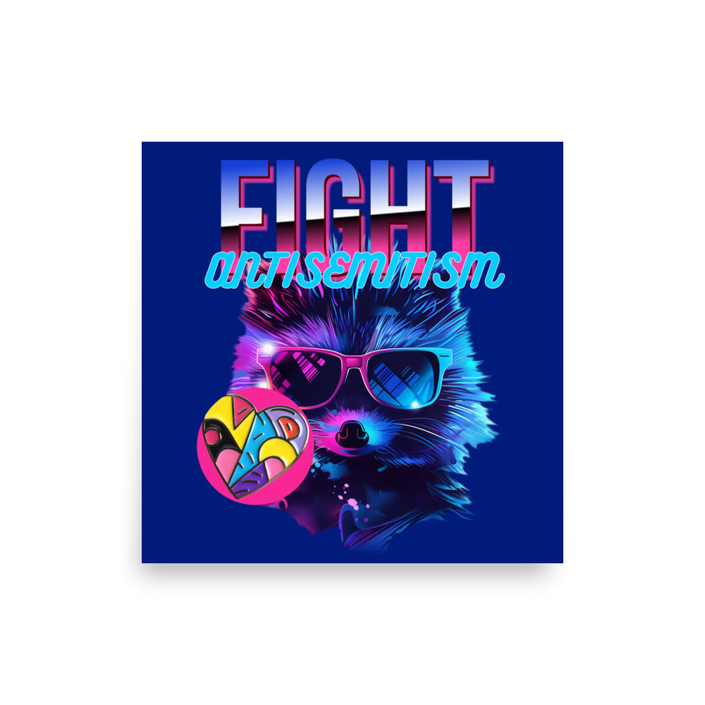 Retro Neon Animal | Fight Antisemitism | Poster Jouparty