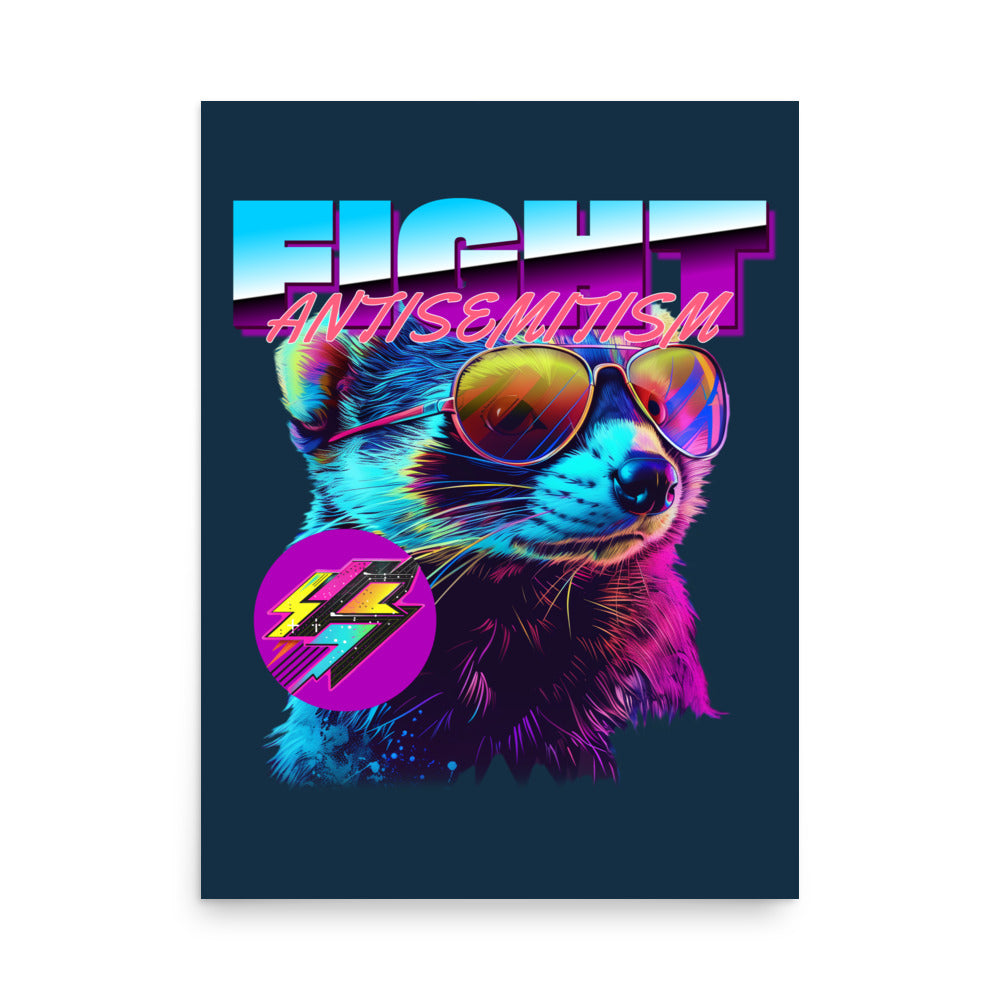 Retro Neon Animal | Fight Antisemitism | Poster Jouparty