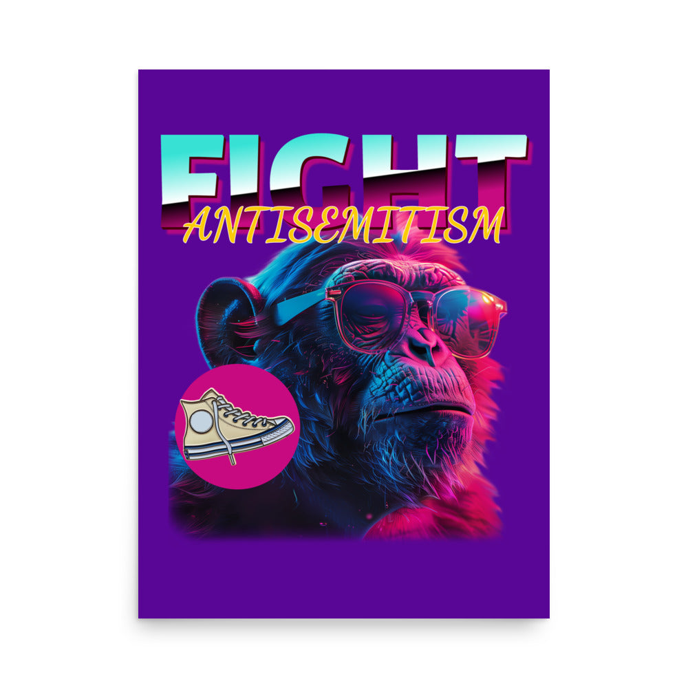 Retro Neon Animal | Fight Antisemitism | Poster Jouparty