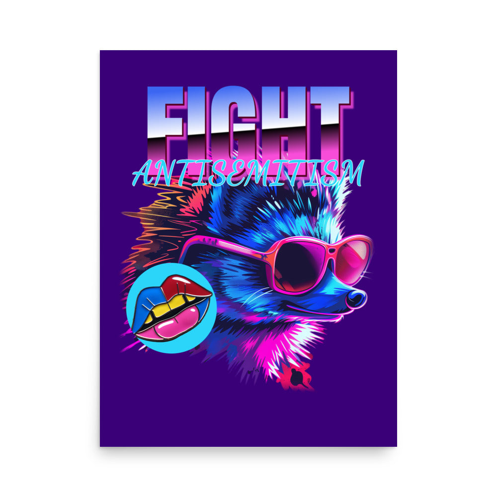 Retro Neon Animal | Fight Antisemitism | Poster Jouparty