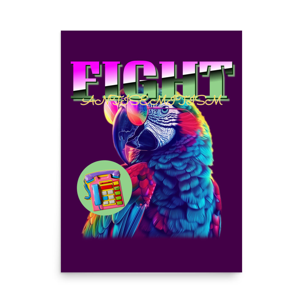 Retro Neon Animal | Fight Antisemitism | Poster Jouparty