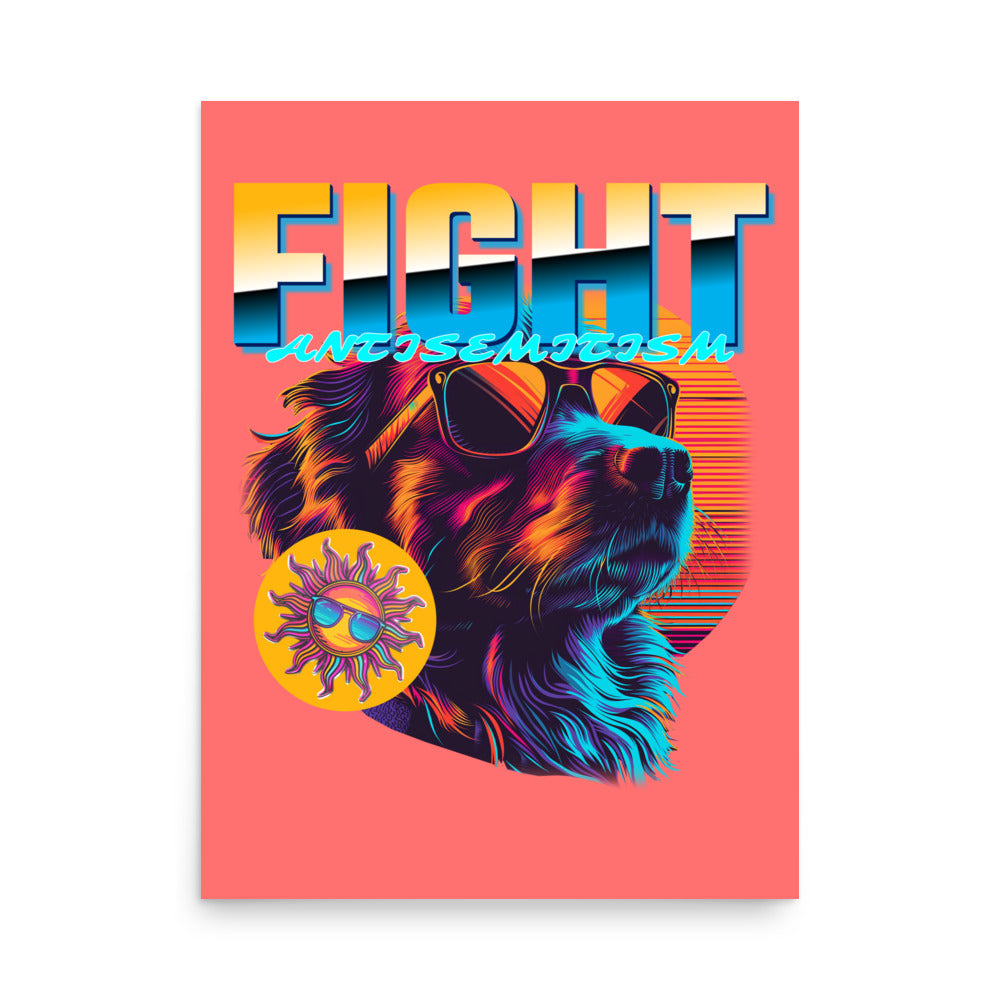 Retro Neon Animal | Fight Antisemitism | Poster Jouparty