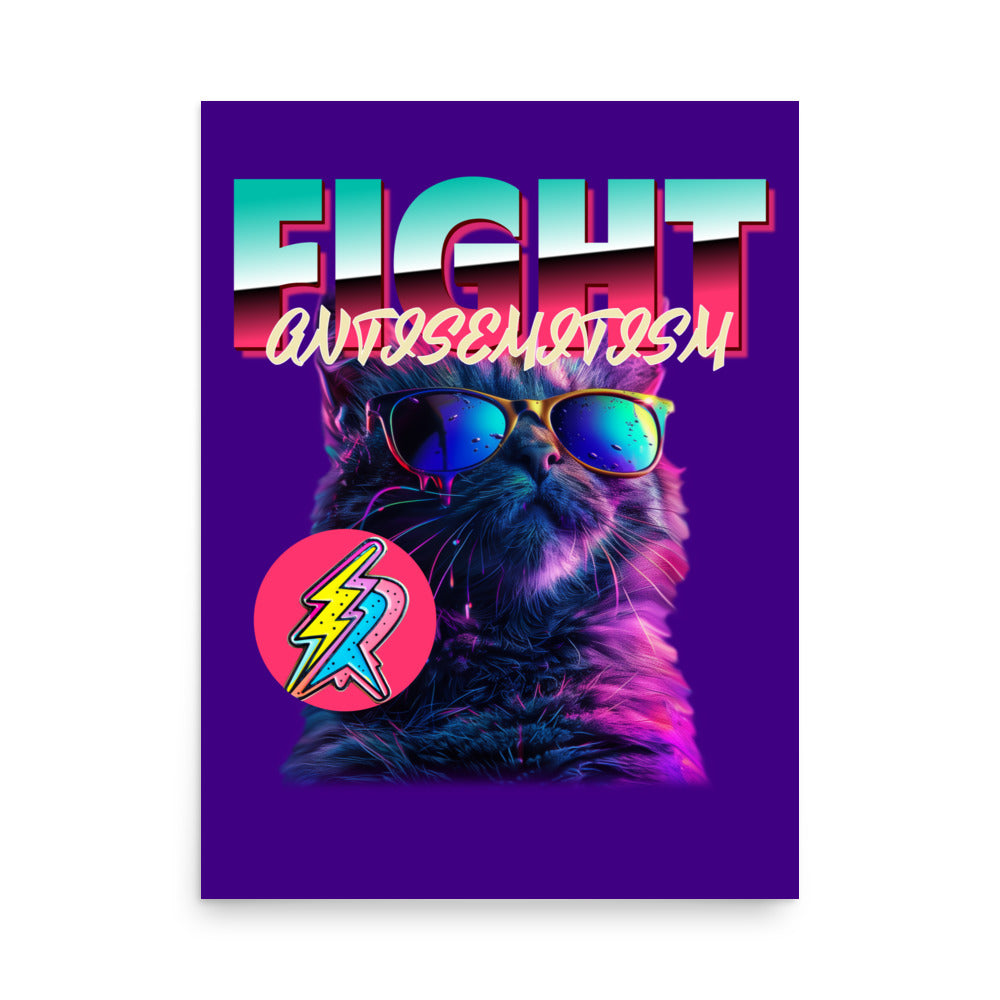 Retro Neon Animal | Fight Antisemitism | Poster Jouparty