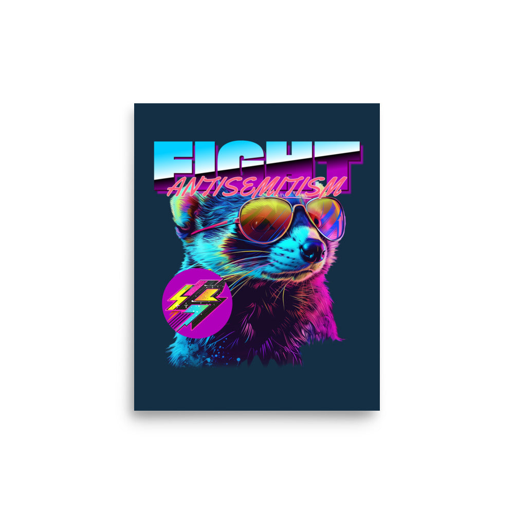 Retro Neon Animal | Fight Antisemitism | Poster Jouparty