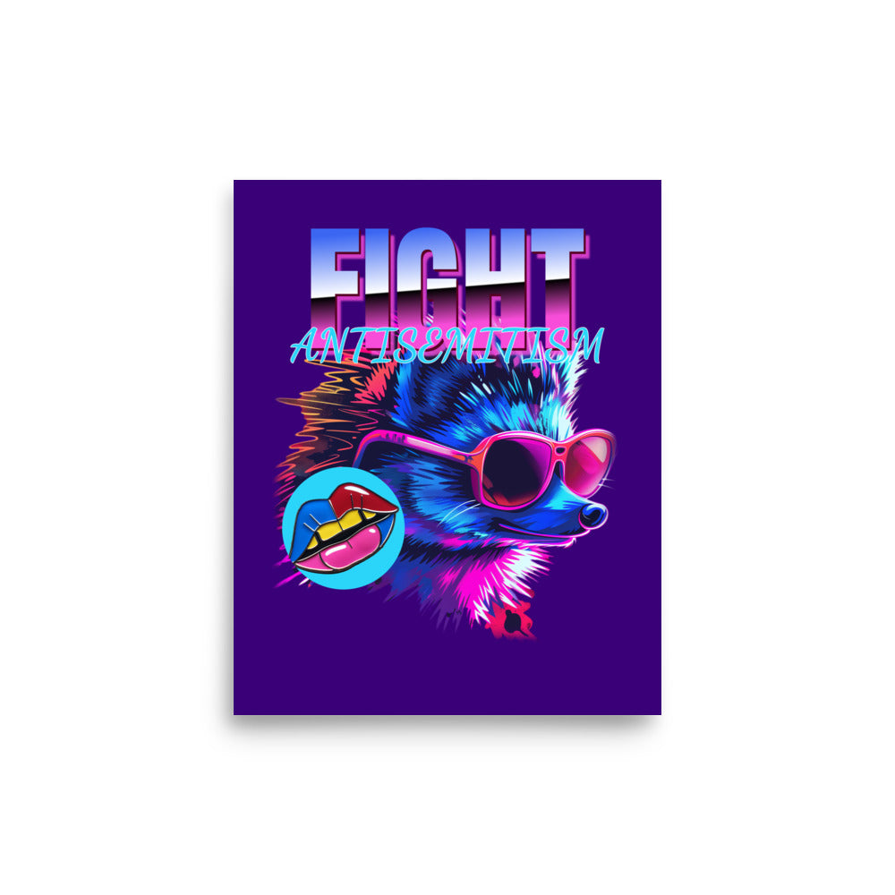 Retro Neon Animal | Fight Antisemitism | Poster Jouparty