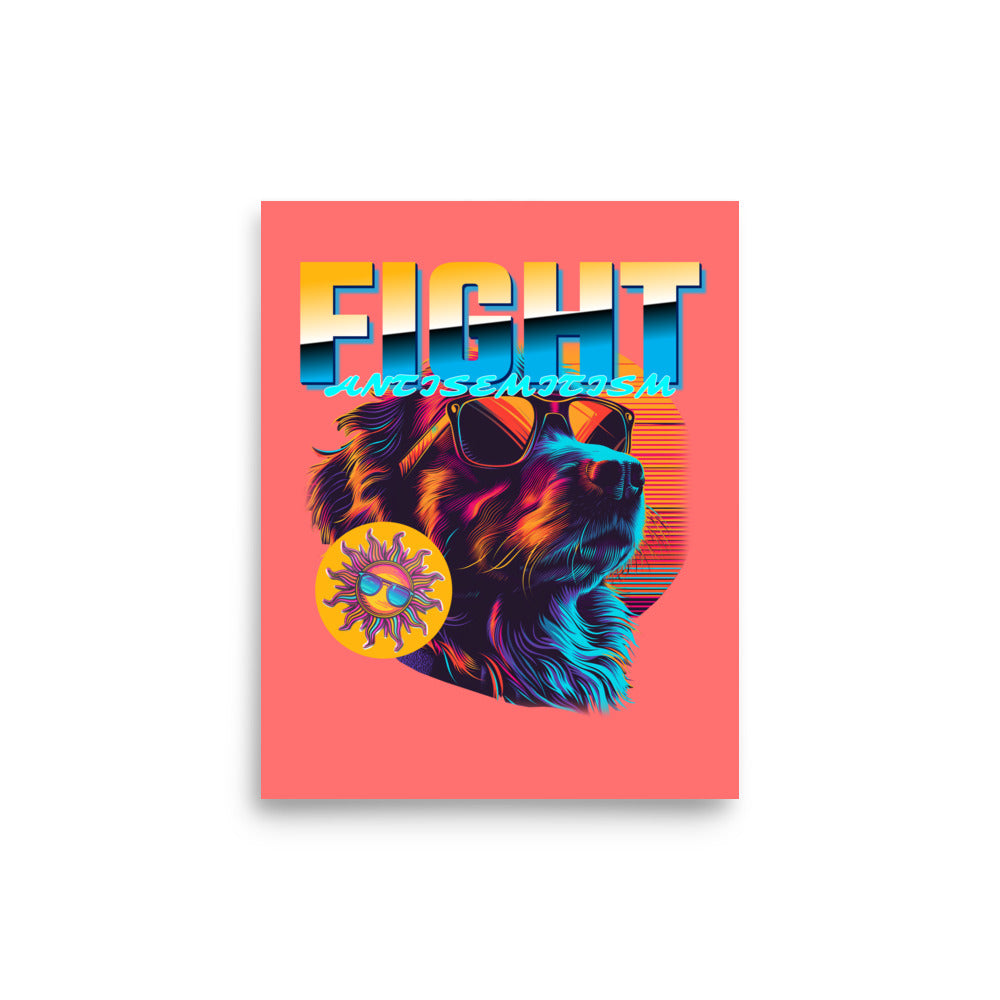 Retro Neon Animal | Fight Antisemitism | Poster Jouparty