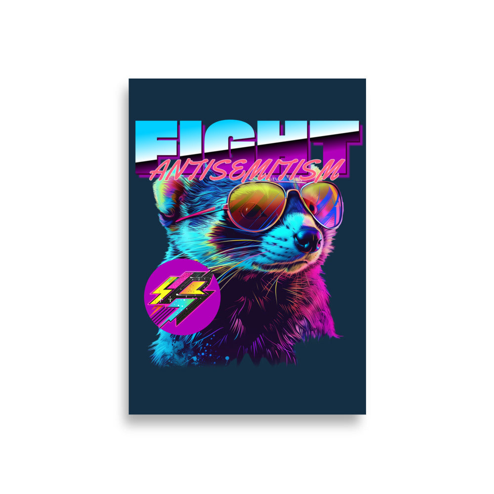 Retro Neon Animal | Fight Antisemitism | Poster Jouparty
