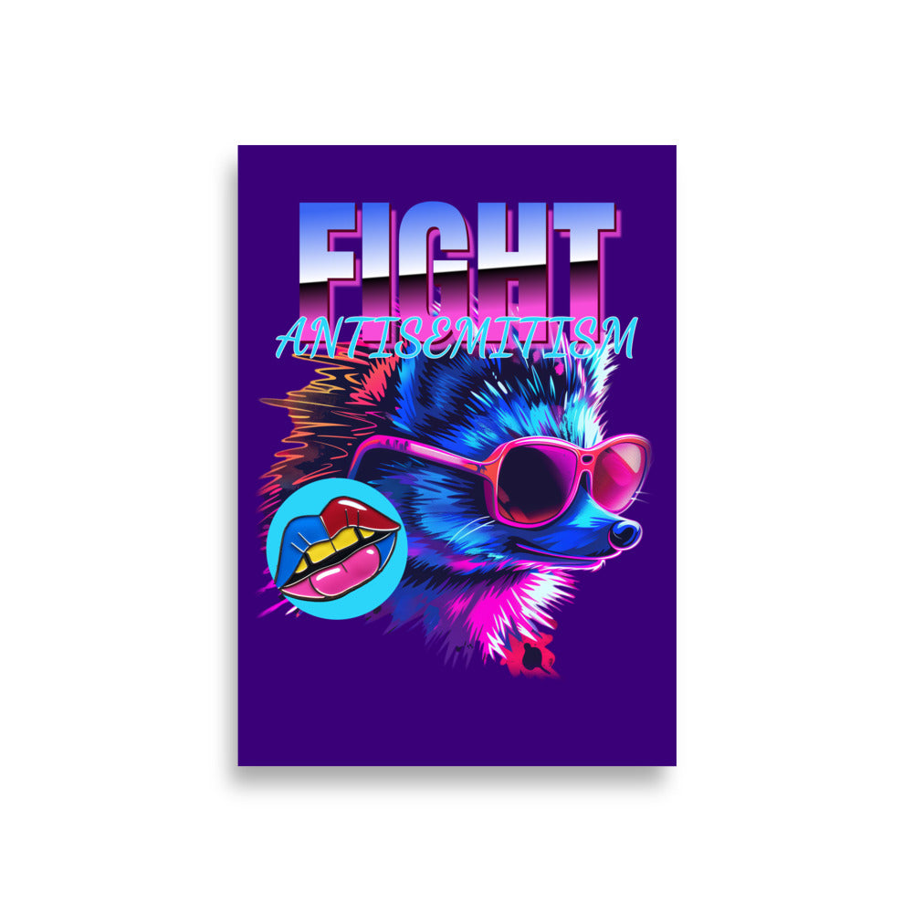 Retro Neon Animal | Fight Antisemitism | Poster Jouparty