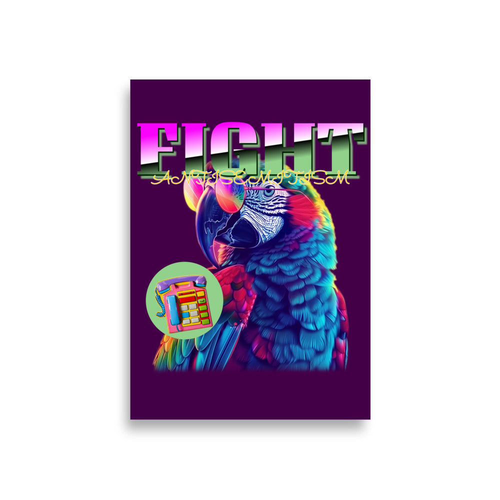 Retro Neon Animal | Fight Antisemitism | Poster Jouparty