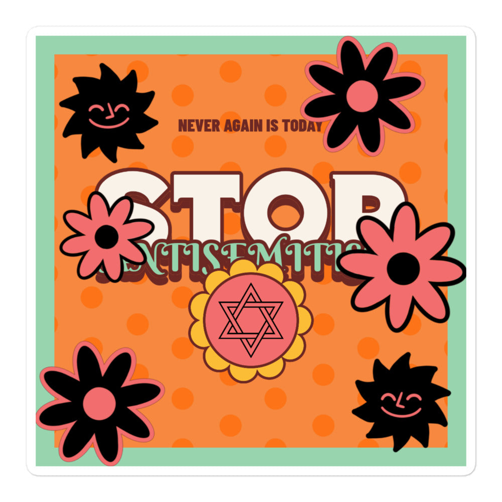 Antisemitism | Retro-Orange Style | Kiss Cut Sticker