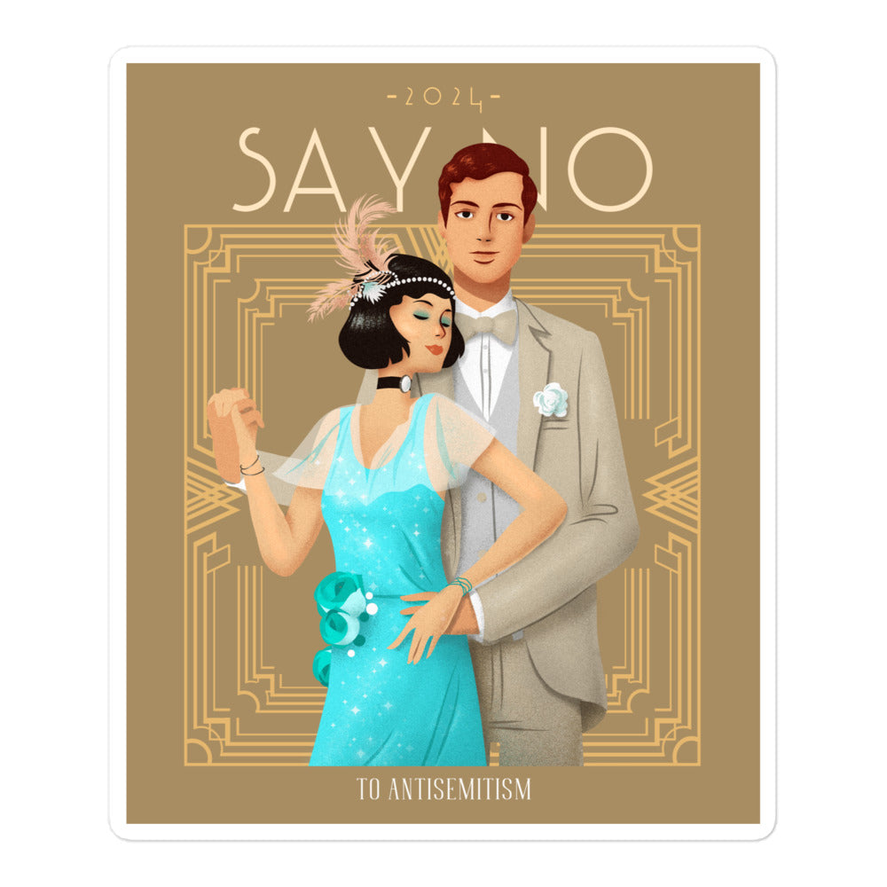 Art Deco Love Story | No Antisemitism | Kiss Cut Sticker