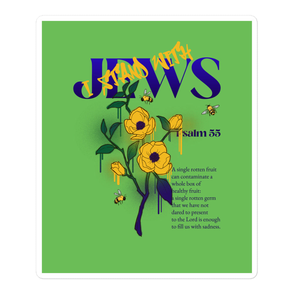 I Stand With Jews | Flower Christian Bible Verse | Kiss Cut Sticker Jouparty