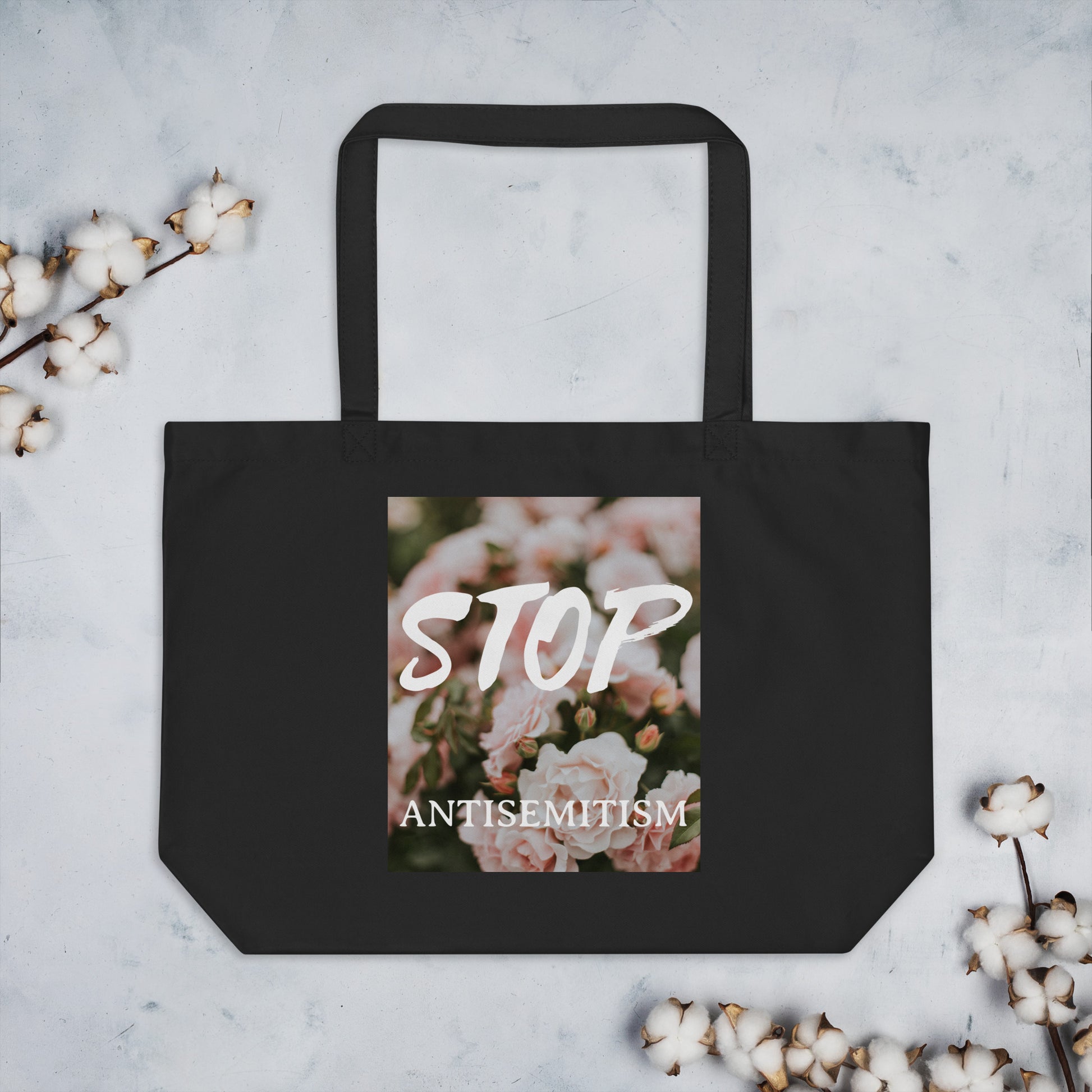 Flower Power | Antisemitism | Large Organic Tote Bag Jouparty