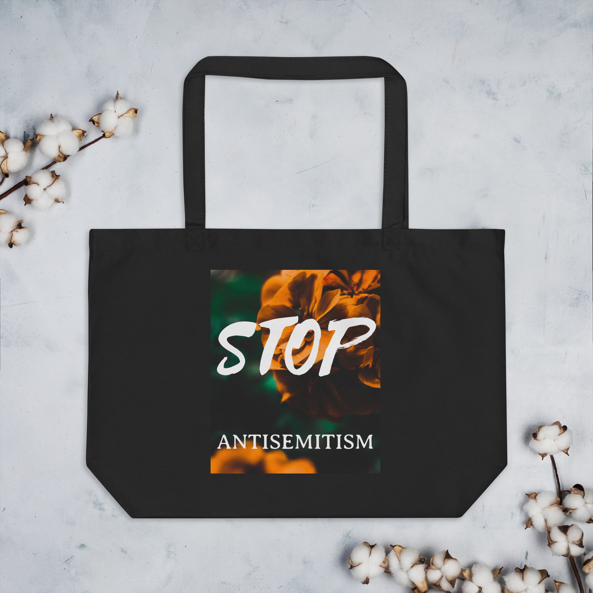 Flower Power | Antisemitism | Large Organic Tote Bag Jouparty