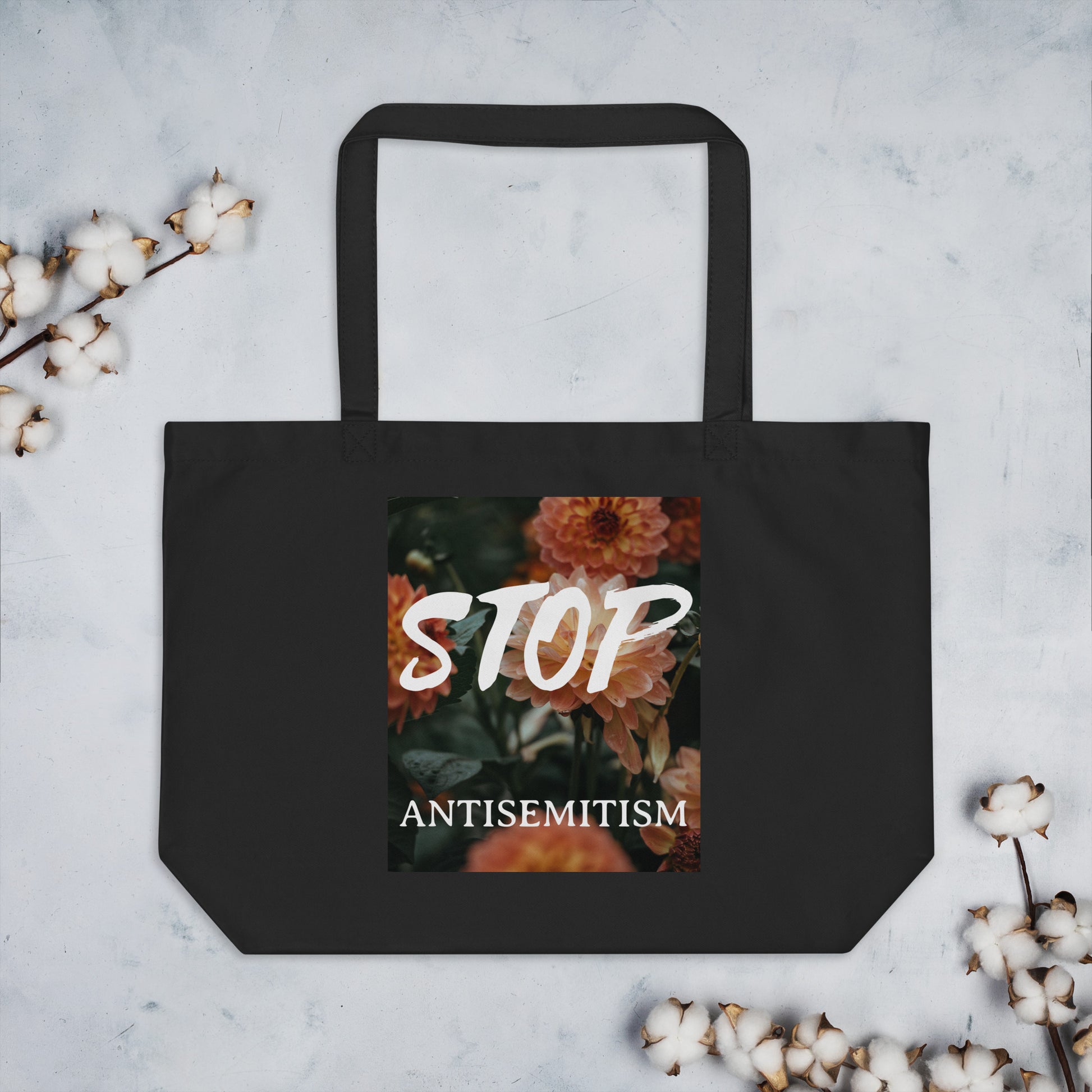 Flower Power | Antisemitism | Large Organic Tote Bag Jouparty