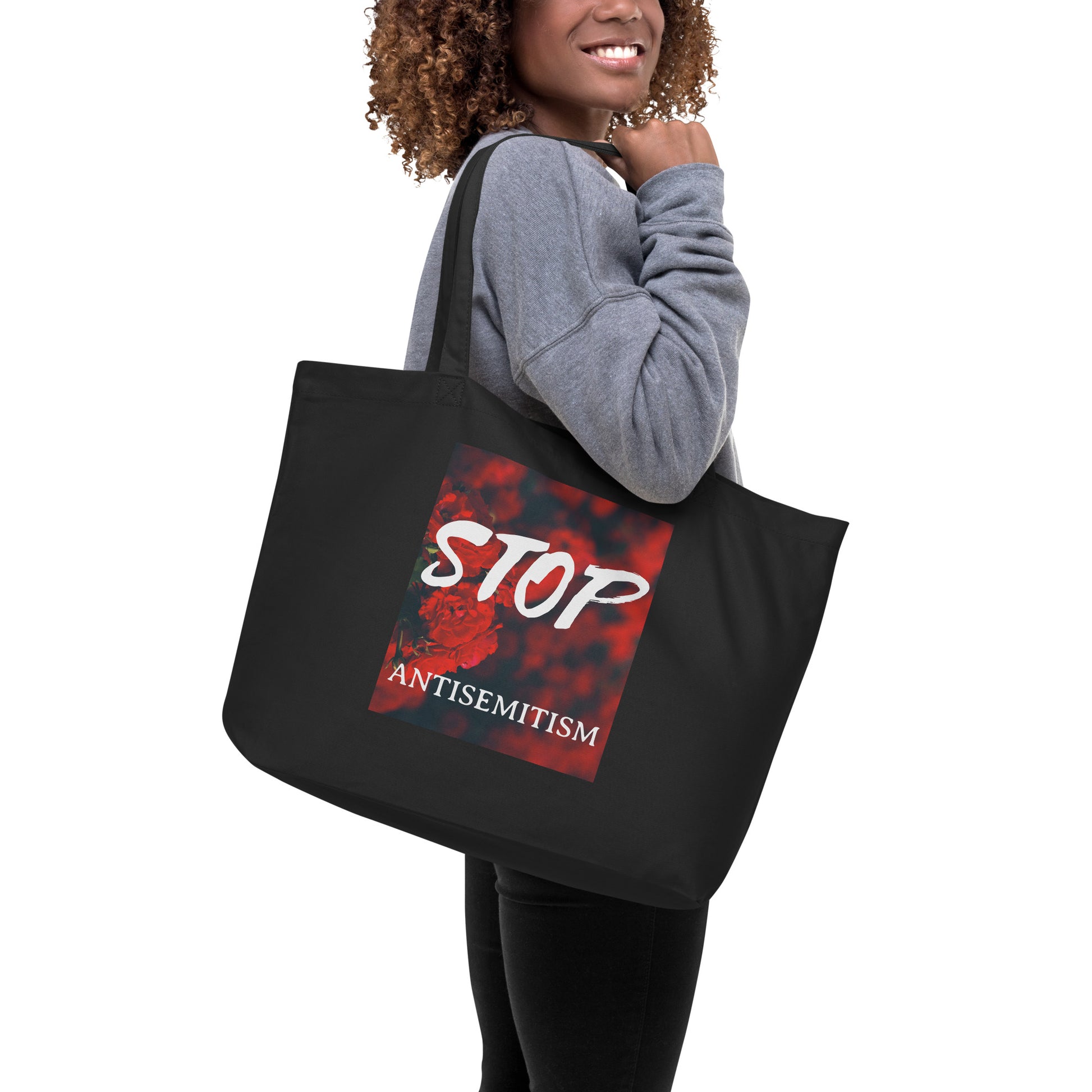 Flower Power | Antisemitism | Large Organic Tote Bag Jouparty