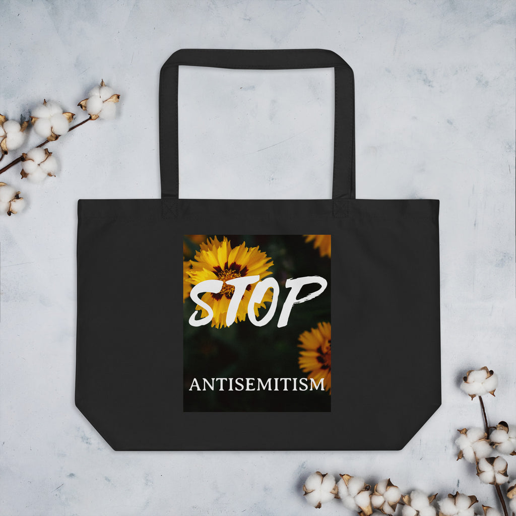 Flower Power | Antisemitism | Large Organic Tote Bag Jouparty