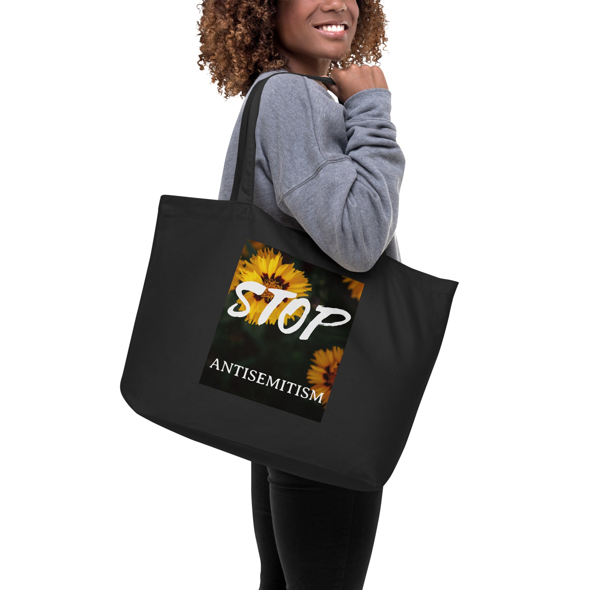 Flower Power | Antisemitism | Large Organic Tote Bag Jouparty