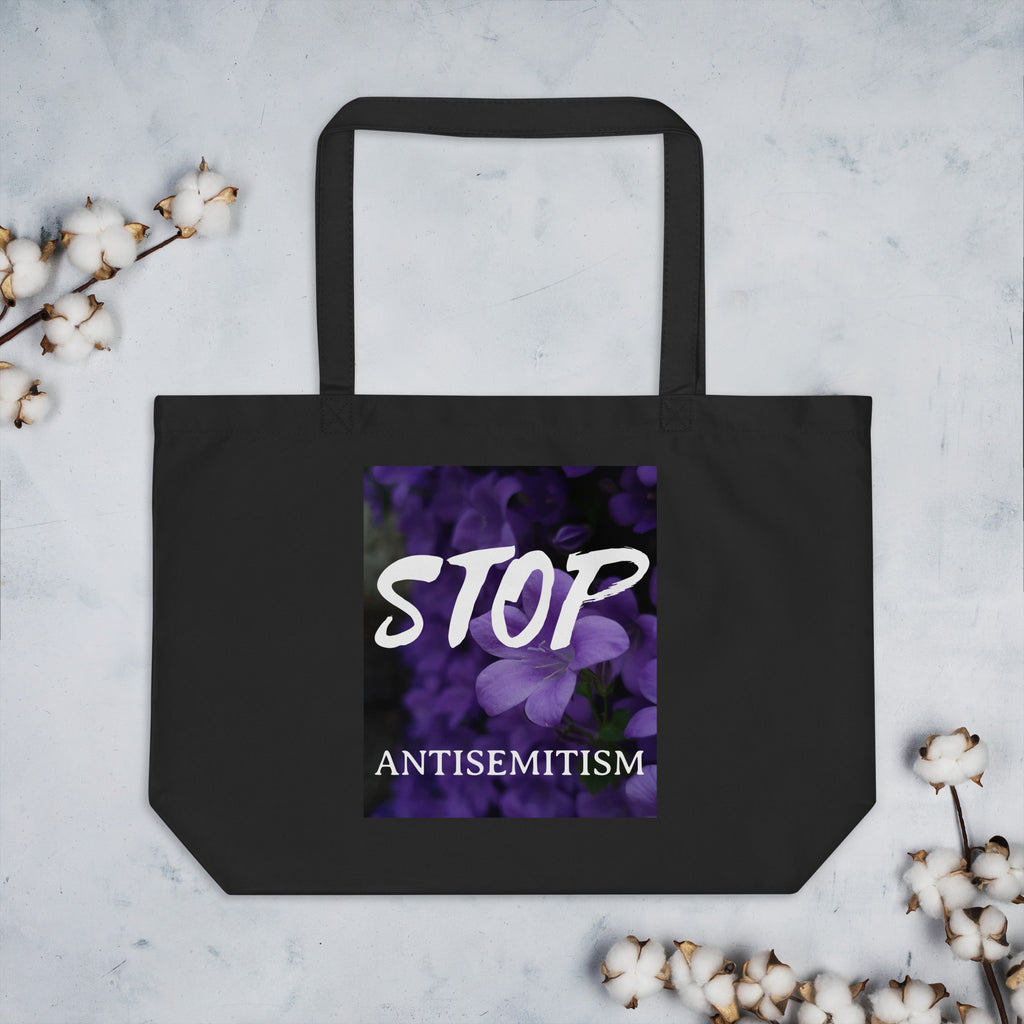 Flower Power | Antisemitism | Large Organic Tote Bag Jouparty