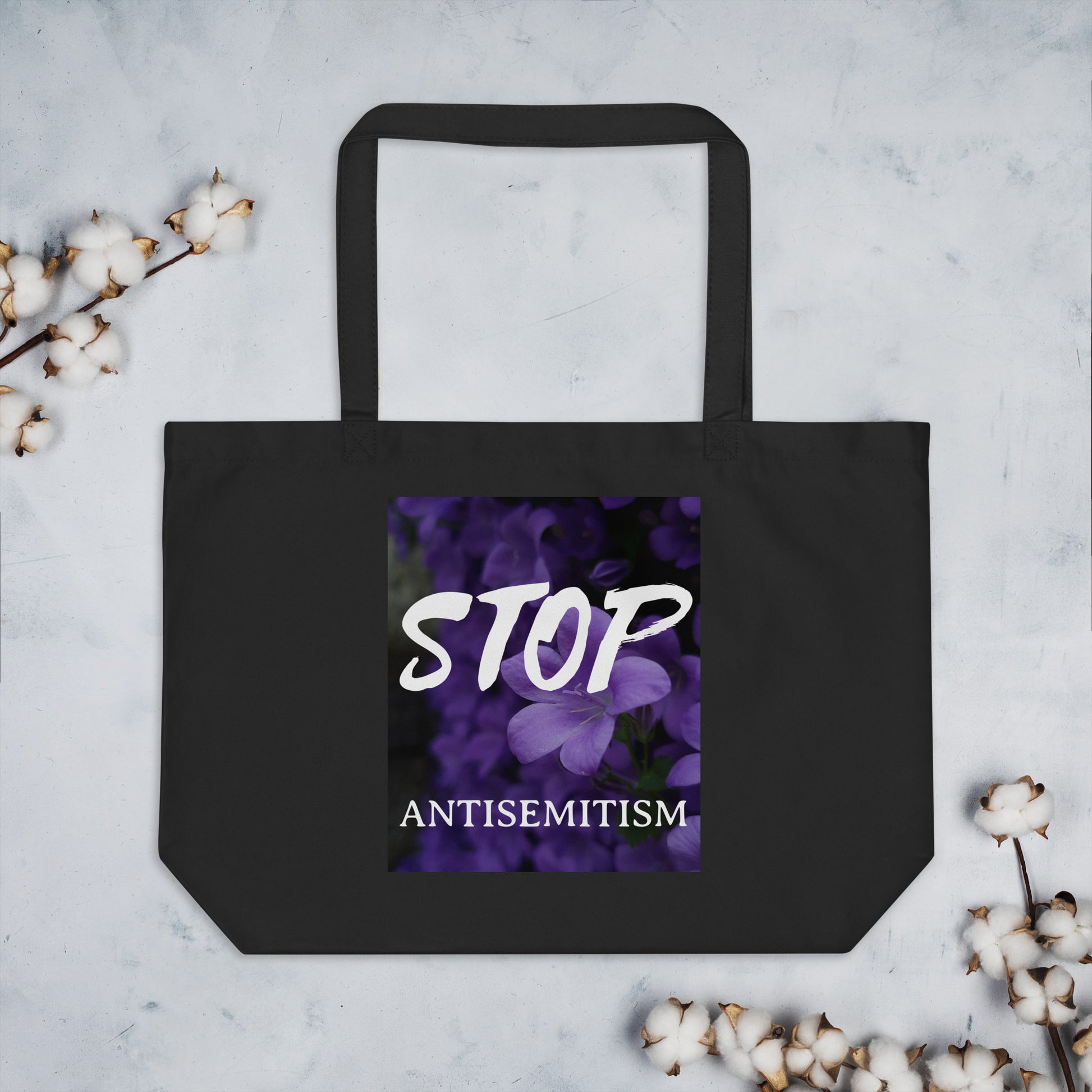 Flower Power | Antisemitism | Large Organic Tote Bag Jouparty