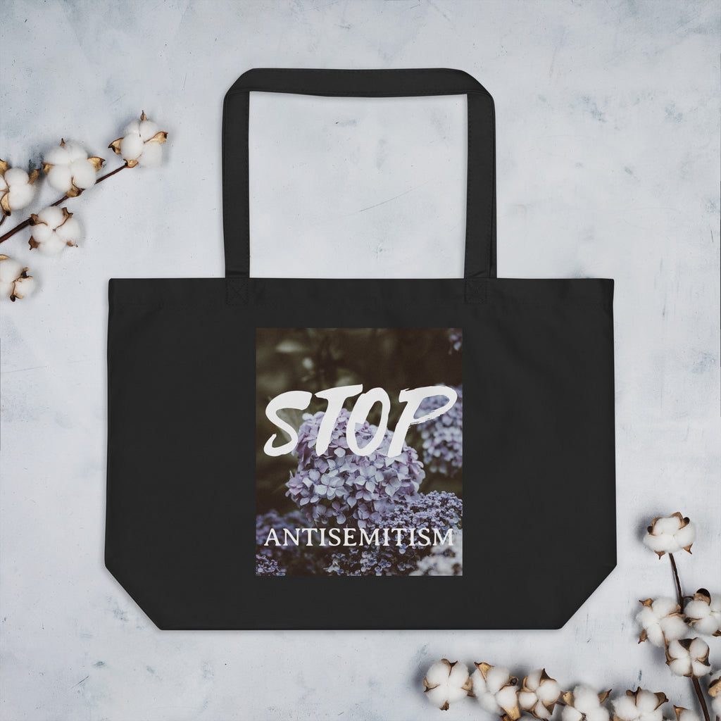 Flower Power | Antisemitism | Large Organic Tote Bag Jouparty