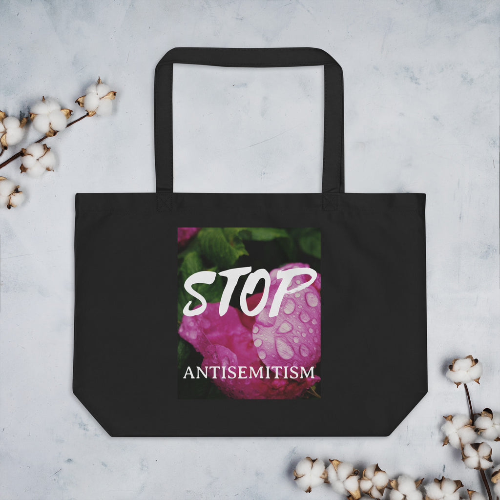 Flower Power | Antisemitism | Large Organic Tote Bag Jouparty