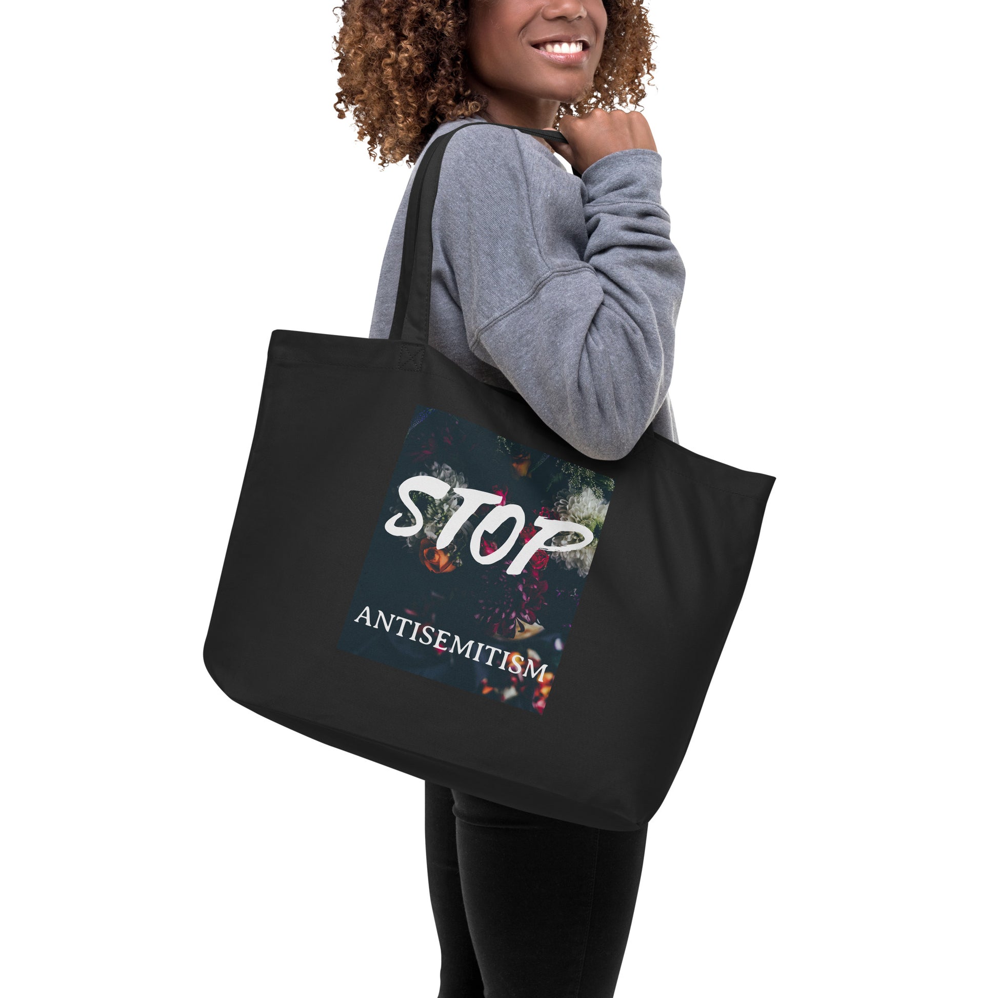 Flower Power | Antisemitism | Large Organic Tote Bag Jouparty