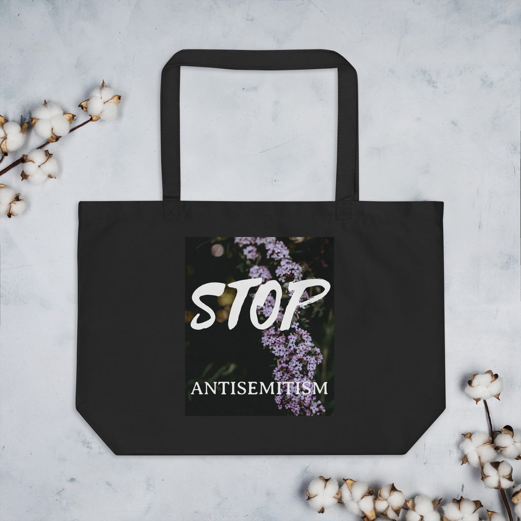 Flower Power | Antisemitism | Large Organic Tote Bag Jouparty