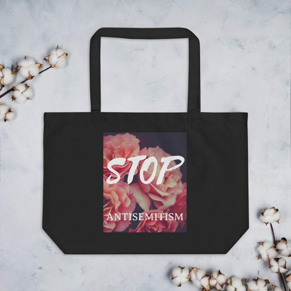 Flower Power | Antisemitism | Large Organic Tote Bag Jouparty